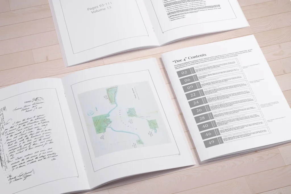 Cover of document bundle and one spread, cover is table of contents
